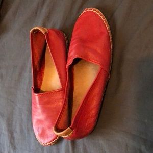 Sebago Red Leather Womens size 10 espadrille flats